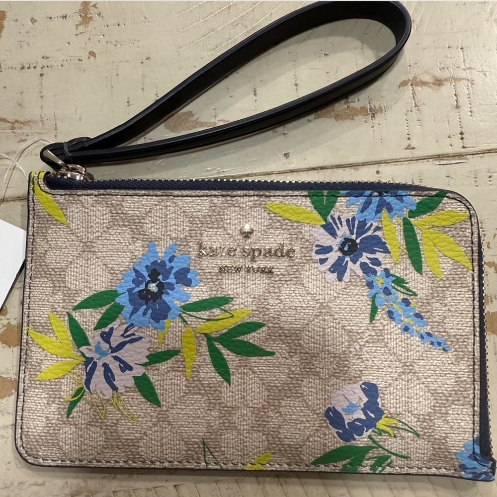 Kate Spade Beige Floral Wristlet